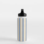 Vintage Cabana Stripe Pastel Blue And Gold Retro Coastal Beach Vibe Water Bottle Gallery Image 3