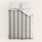Vintage Cabana Stripe Pastel Blue And Gold Retro Coastal Beach Vibe Duvet Cover Gallery Image 6