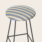 Vintage Cabana Stripe Pastel Blue And Gold Retro Coastal Beach Vibe Stool Gallery Image 2