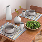 Vintage Cabana Stripe Pastel Blue And Gold Retro Coastal Beach Vibe Placemat Gallery Image 2