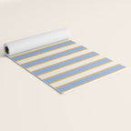 Vintage Cabana Stripe Pastel Blue And Gold Retro Coastal Beach Vibe Yoga Mat Gallery Image 2