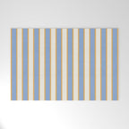 Vintage Cabana Stripe Pastel Blue And Gold Retro Coastal Beach Vibe Welcome Mat Gallery Image 1