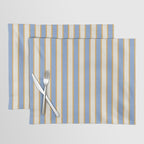 Vintage Cabana Stripe Pastel Blue And Gold Retro Coastal Beach Vibe Placemat Gallery Image 1