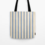Vintage Cabana Stripe Pastel Blue And Gold Retro Coastal Beach Vibe Tote Bag Gallery Image 1