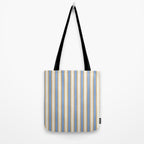 Vintage Cabana Stripe Pastel Blue And Gold Retro Coastal Beach Vibe Tote Bag Gallery Image 2
