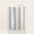 Vintage Cabana Stripe Pastel Blue And Gold Retro Coastal Beach Vibe Coffee Mug Gallery Image 4