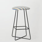 Vintage Cabana Stripe Pastel Blue And Gold Retro Coastal Beach Vibe Stool Gallery Image 1