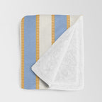 Vintage Cabana Stripe Pastel Blue And Gold Retro Coastal Beach Vibe Throw Blanket Gallery Image 3