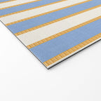 Vintage Cabana Stripe Pastel Blue And Gold Retro Coastal Beach Vibe Welcome Mat Gallery Image 2