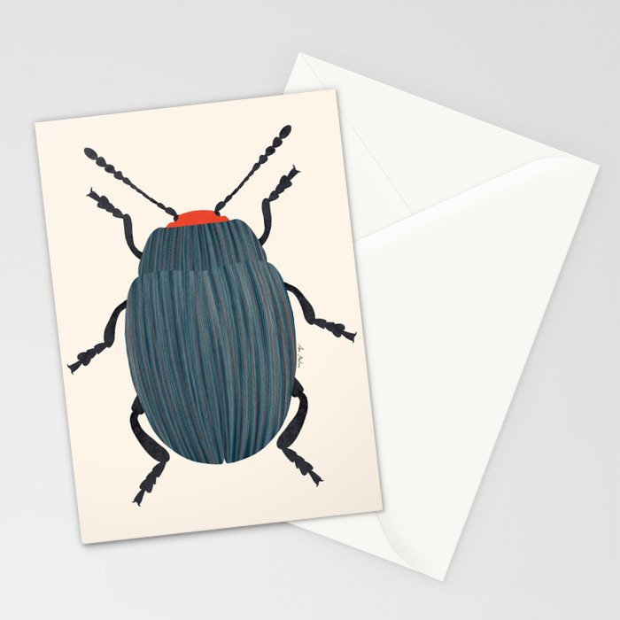 Blue and orange beetle Stationery Card Gallery Image 2