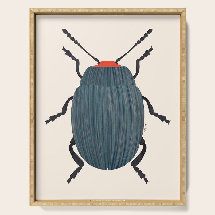 Blue and orange beetle Serving Tray Gallery Image 1