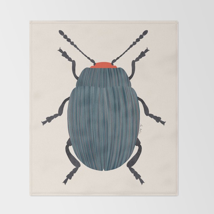 Blue and orange beetle Throw Blanket Gallery Image 2