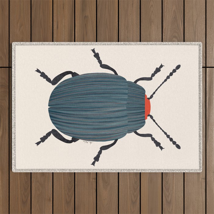 Blue and orange beetle Outdoor Rug Gallery Image 1