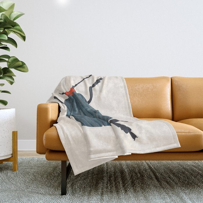 Blue and orange beetle Throw Blanket Gallery Image 1
