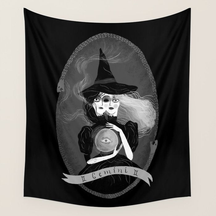 Gemini Witchy Zodiac Wall Tapestry Gallery Image 4