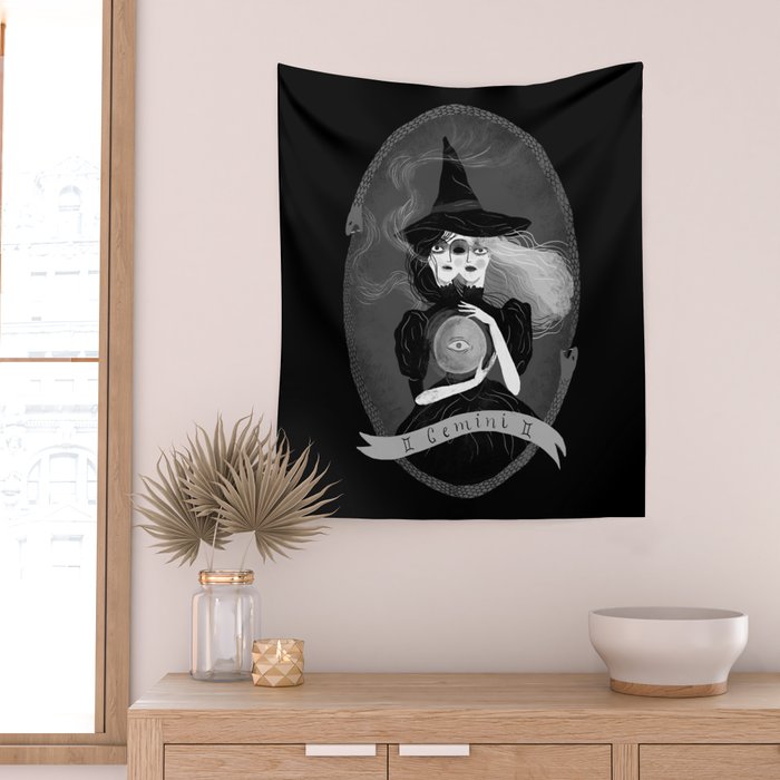 Gemini Witchy Zodiac Wall Tapestry Gallery Image 2
