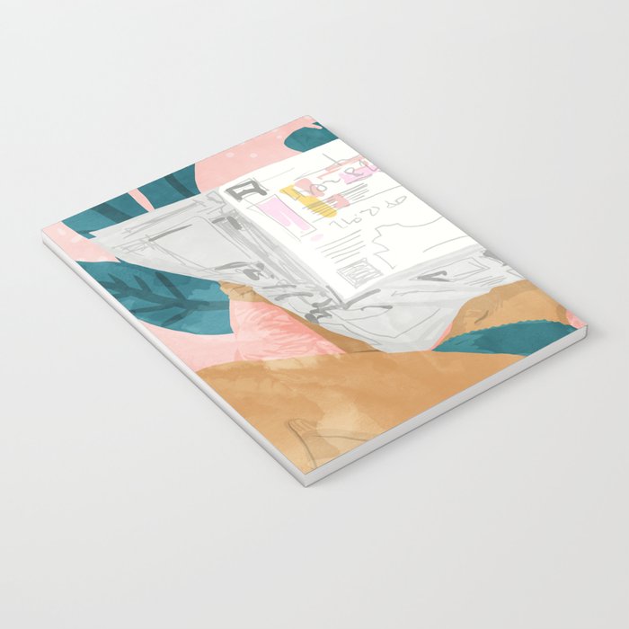 Modern Bohemian Morning Newspaper | Tropical Banana Leaves Palm Watercolor | Boho Woman & Decor Notebook Gallery Image 3
