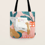 Modern Bohemian Morning Newspaper | Tropical Banana Leaves Palm Watercolor | Boho Woman & Decor Tote Bag Gallery Image 1