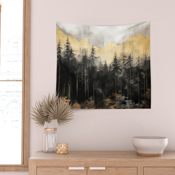 Pacific Northwest Golden Mountain Forest IV Wall Tapestry Gallery Image 2