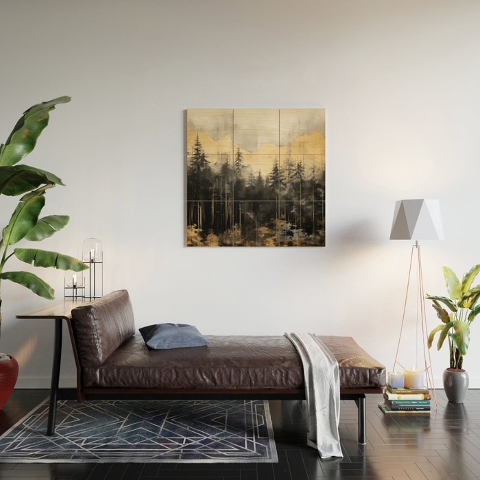 Pacific Northwest Golden Mountain Forest IV Wood Wall Art Gallery Image 2