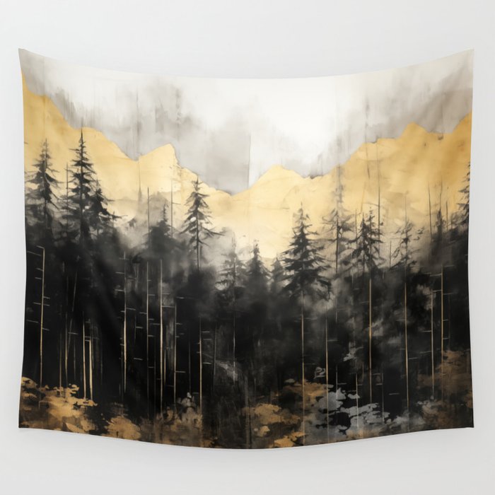 Pacific Northwest Golden Mountain Forest IV Wall Tapestry Gallery Image 4