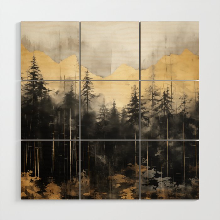 Pacific Northwest Golden Mountain Forest IV Wood Wall Art Gallery Image 1