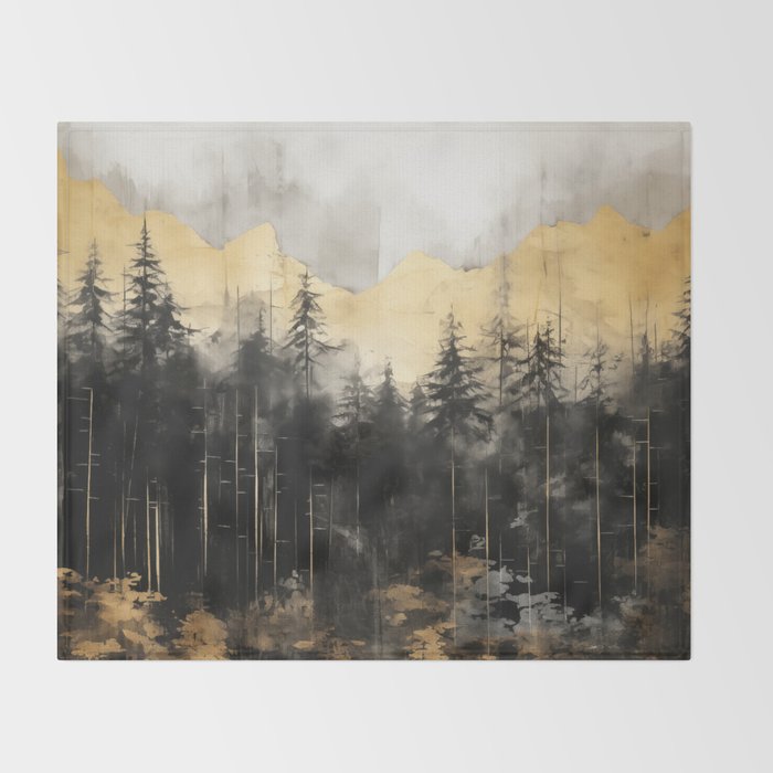 Pacific Northwest Golden Mountain Forest IV Throw Blanket Gallery Image 2