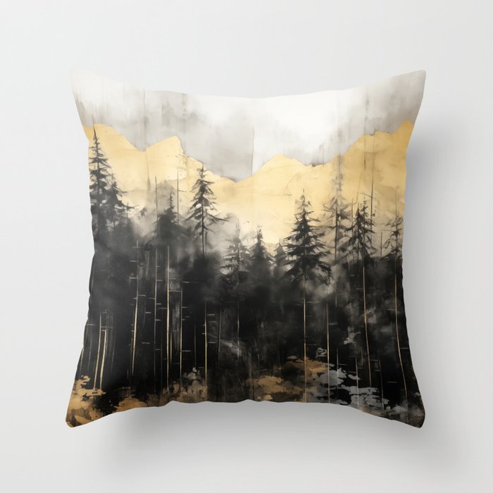Pacific Northwest Golden Mountain Forest IV Throw Pillow Gallery Image 6