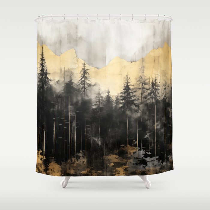 Pacific Northwest Golden Mountain Forest IV Shower Curtain Gallery Image 1