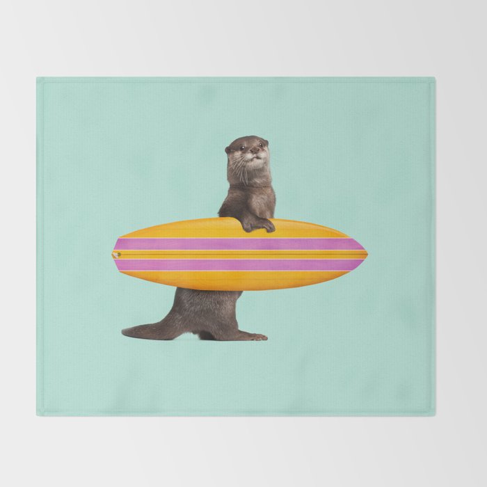 SURFING OTTER Throw Blanket Gallery Image 2