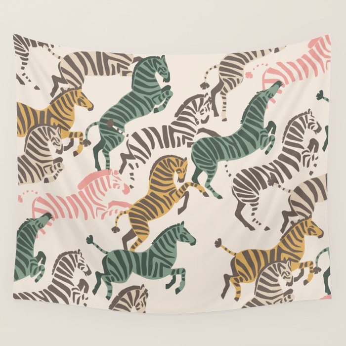 Zebra Stampede Wall Tapestry Gallery Image 4