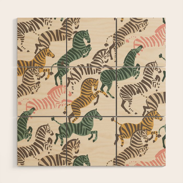 Zebra Stampede Wood Wall Art Gallery Image 1