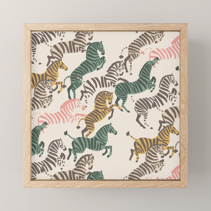 Zebra Stampede Mini Art Print Gallery Image 1