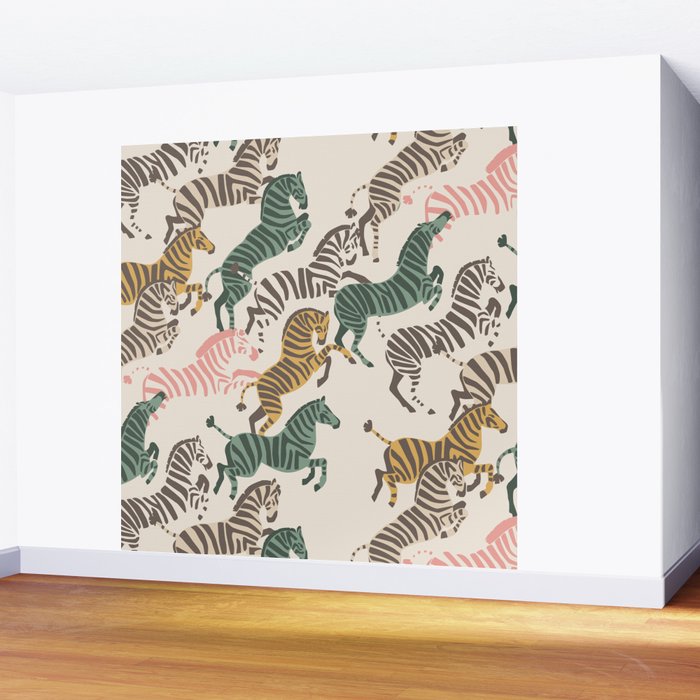 Zebra Stampede Wall Mural Gallery Image 2