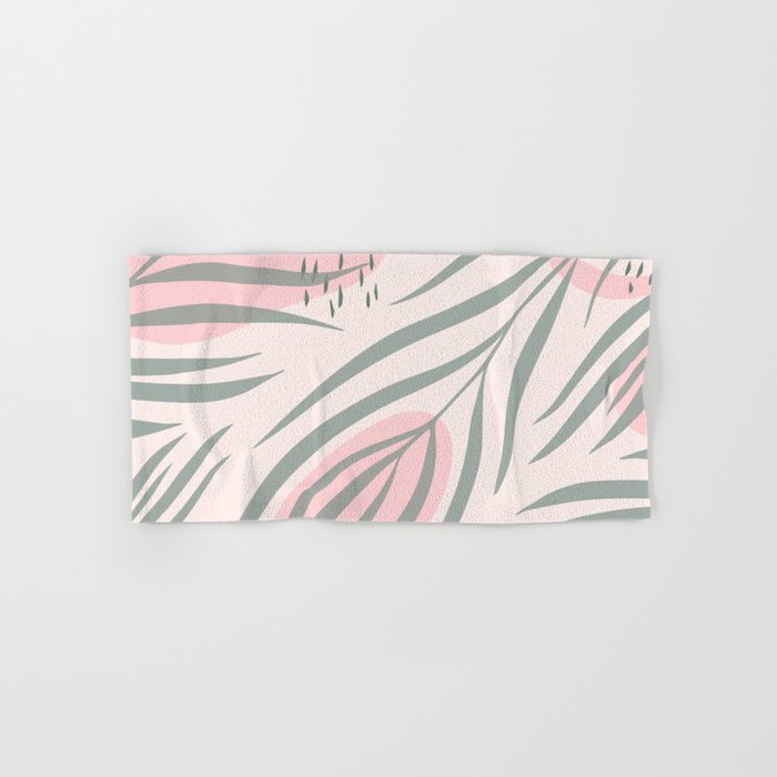 Pastel pink abstract leaf pattern Bath Towel Gallery Image 1