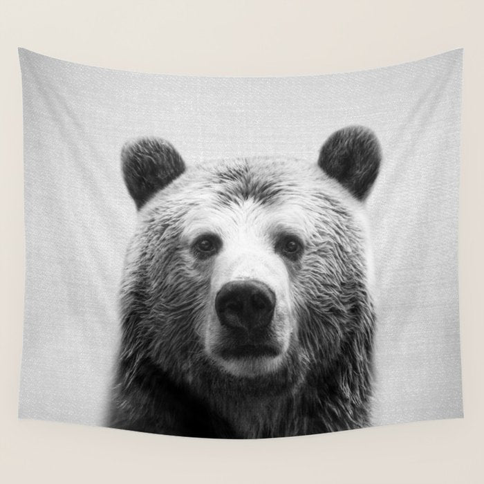 Bear - Black & White Wall Tapestry Gallery Image 1