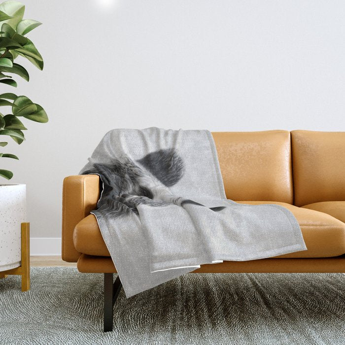 Bear - Black & White Throw Blanket Gallery Image 1
