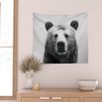 Bear - Black & White Wall Tapestry Gallery Image 2