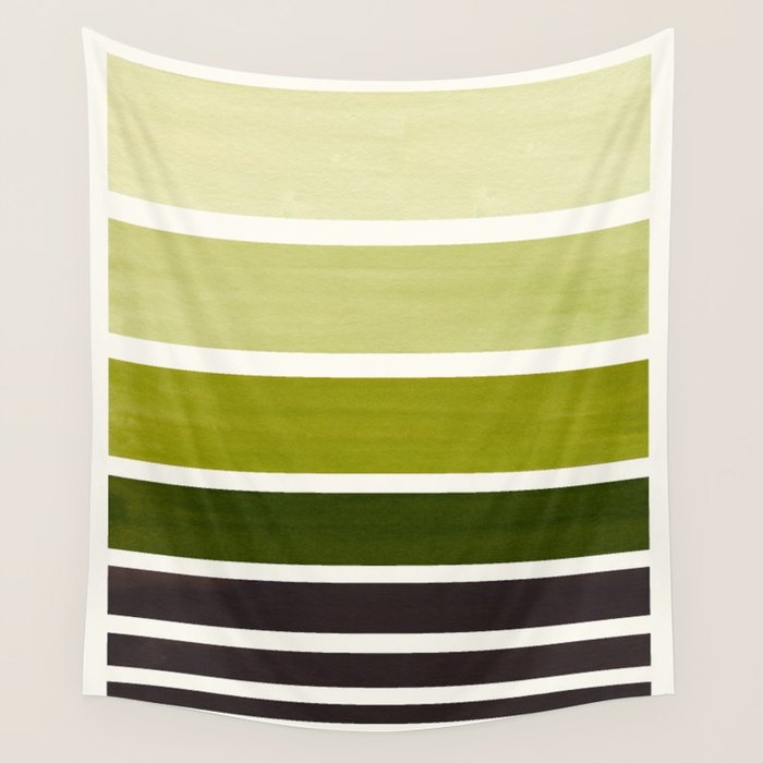 Olive Green Minimalist Watercolor Mid Century Staggered Stripes Rothko Color Block Geometric Art Wall Tapestry Gallery Image 4