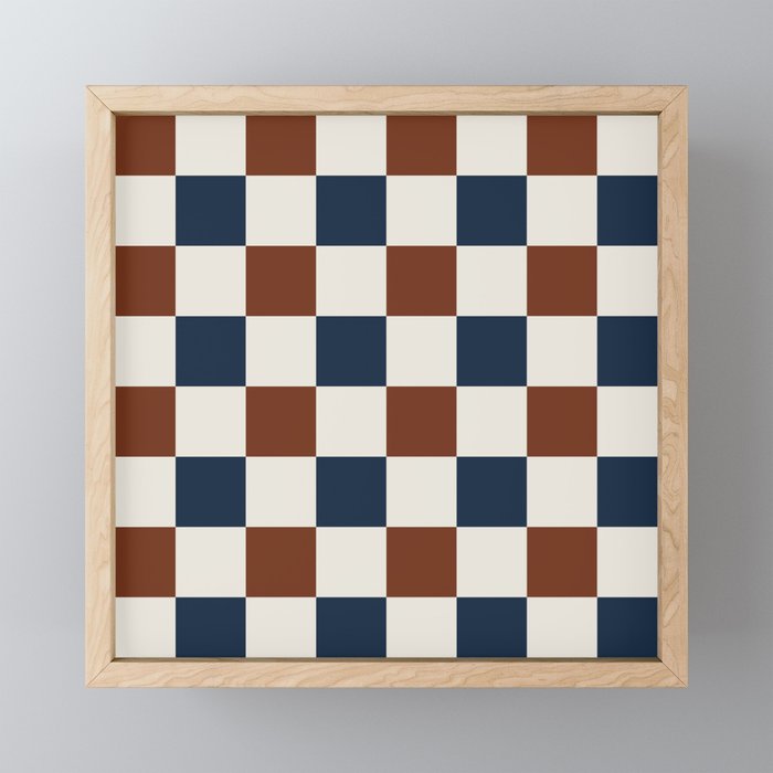 Checkered Multicolor Pattern XVI Red Navy Blue White Mini Art Print Gallery Image 1
