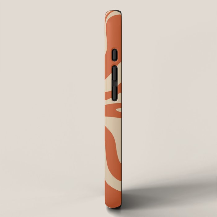 Retro Liquid Swirl Pattern in Mid Mod Burnt Orange and Beige iPhone Case Gallery Image 2