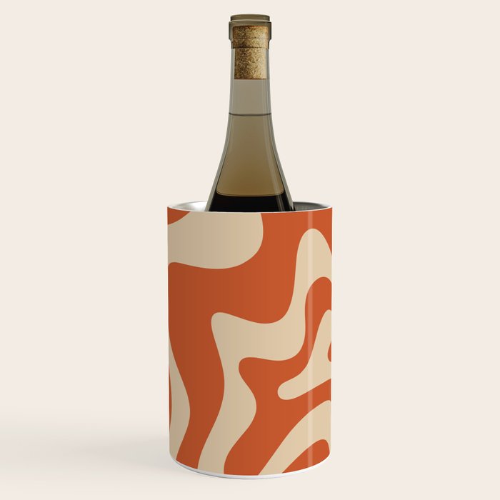 Retro Liquid Swirl Pattern in Mid Mod Burnt Orange and Beige Wine Chiller Gallery Image 1