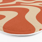Retro Liquid Swirl Pattern in Mid Mod Burnt Orange and Beige Bath Mat Gallery Image 3