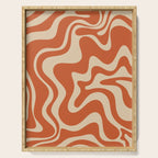 Retro Liquid Swirl Pattern in Mid Mod Burnt Orange and Beige Serving Tray Gallery Image 1