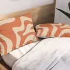 Retro Liquid Swirl Pattern in Mid Mod Burnt Orange and Beige Pillow Sham Gallery Image 2