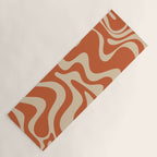Retro Liquid Swirl Pattern in Mid Mod Burnt Orange and Beige Yoga Mat Gallery Image 1