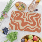 Retro Liquid Swirl Pattern in Mid Mod Burnt Orange and Beige Cutting Board Gallery Image 2