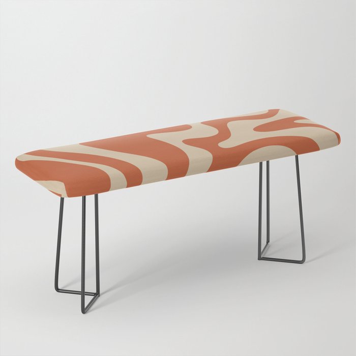 Retro Liquid Swirl Pattern in Mid Mod Burnt Orange and Beige Bench Gallery Image 1