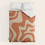 Retro Liquid Swirl Pattern in Mid Mod Burnt Orange and Beige Comforter Gallery Image 6