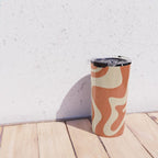 Retro Liquid Swirl Pattern in Mid Mod Burnt Orange and Beige Travel Mug Gallery Image 4